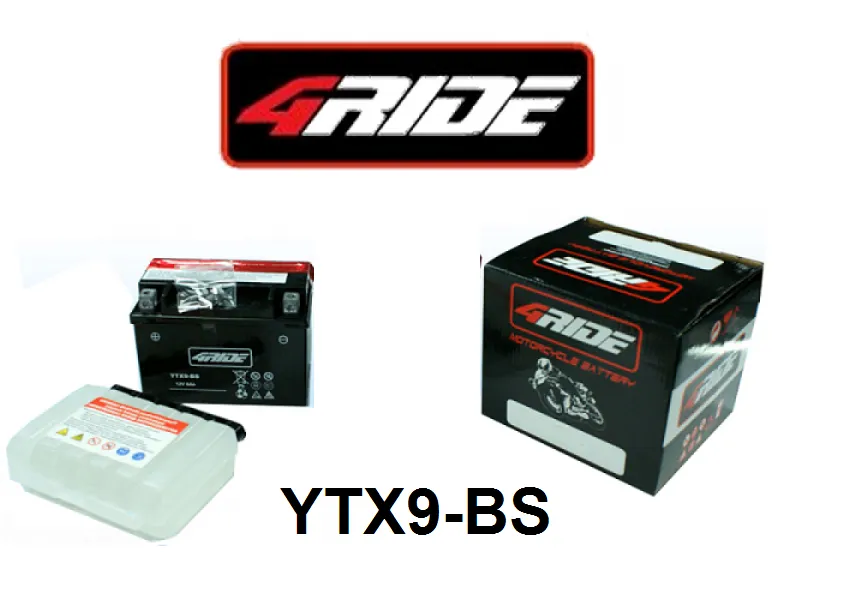 Sezónní Sleva motobaterie - akumulátor YTX9-BS 12V 8Ah 120A 152x88x107 mm 4 RIDE