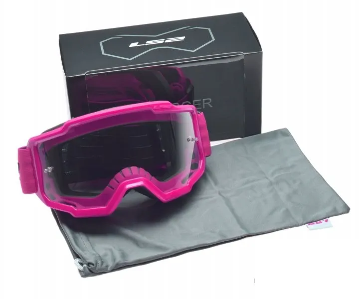 Sezónní Sleva motocyklové brýle LS2 CHARGER čiré sklo - růžové , pink