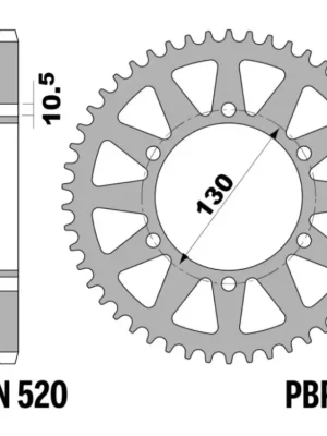 Cenový Hit Rozeta ocelová temperovaná PBR Sprockets pro GAS GAS 250/300/450/ YAMAHA YZF-R1/R3/R6/ FZ-6/ MT03/MT07/ SUZUKI GSX-R 600/750/1000/ KAWASAKI Z/R/ZZR/ 50/80/125/300/400/500/550 mod.520