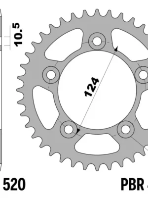 Rozeta ocelová temperovaná PBR Sprockets pro DUCATI SCRAMBLER 400/800/1100/ SBK 749/HYPERMOTARD 698 MONO/ Monster 797/ Monster 821/ Monster 937/ Panigale 899/ SBK 999 mod.520 Akční Nabídka