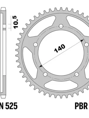 Rozeta ocelová temperovaná PBR Sprockets pro SUZUKI DL/GS/GSX-S/GSX-R/600/650/750/1000/1050/ KAWASAKI KLV 1000/ TRIUMPH 600/800/865/900 mod.525 Akce