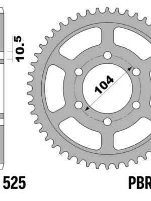 Kup Teď Rozeta ocelová temperovaná PBR Sprockets pro KAWASAKI Z/ ZX/ ZX-R/ ZX-RR/ Z-RS/ KLZ/ VERSYS 600/750/900/1000 mod.525