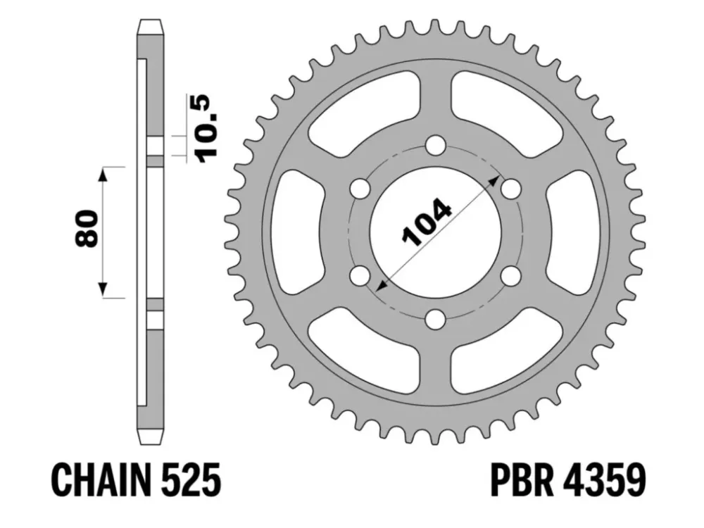 Kup Teď Rozeta ocelová temperovaná PBR Sprockets pro KAWASAKI Z/ ZX/ ZX-R/ ZX-RR/ Z-RS/ KLZ/ VERSYS 600/750/900/1000 mod.525
