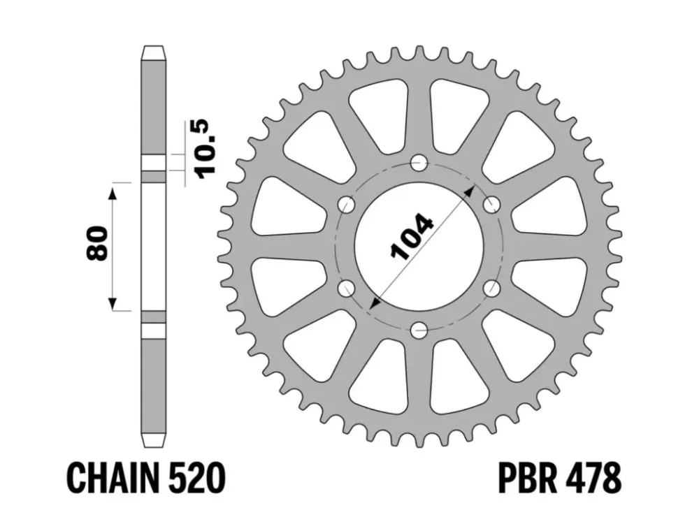 Rozeta ocelová temperovaná PBR Sprockets pro CF MOTO NK/ CL-X/ NT, KAWASAKI Z/GPZ/KLE/ZX/ZX-R/ ER/VERSYS/ VULCAN 400/550/600/650/700/750/800/900/1000 mod.520 Nejlepší Volba