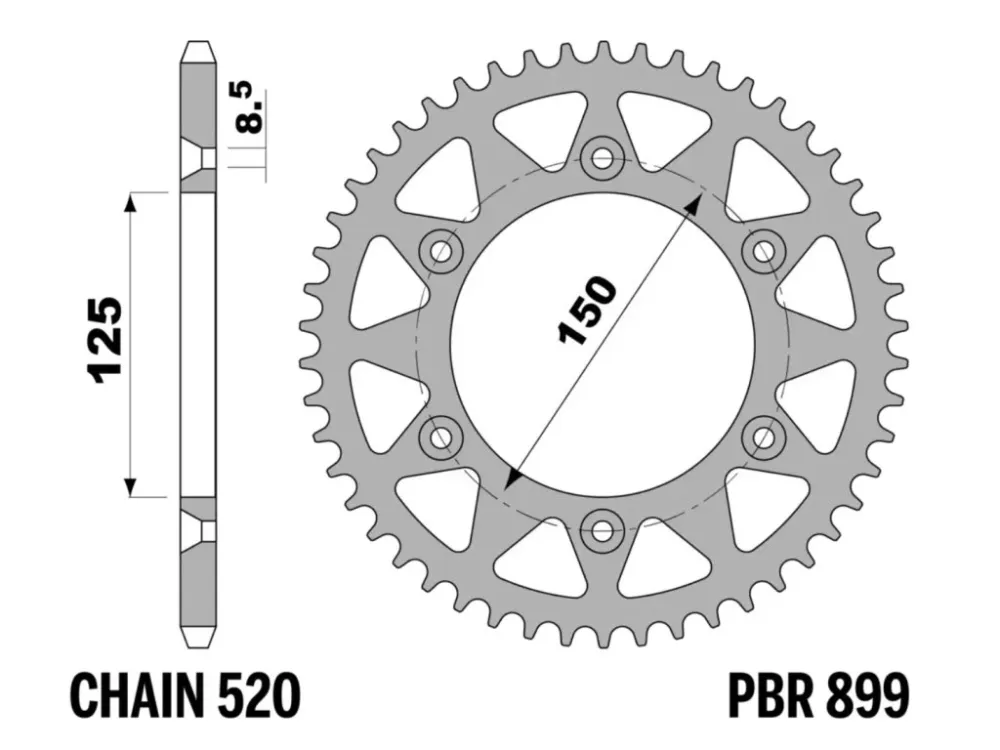 Vysoce Kvalitní Rozeta ocelová PBR Sprockets pro HUSABERG/HUSQVARNA/GAS GAS/KTM mod.520