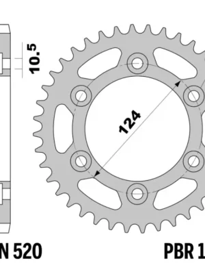 Rozeta ocelová temperovaná PBR Sprockets pro DUCATI Monster 400/600/695/750/851/888/900/Supersport 900 mod.520 Značkový