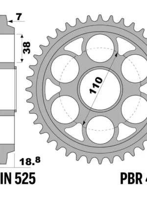 Rozeta ocelová temperovaná PBR Sprockets pro DUCATI 1098/ 1198/ Streetfighter 1099/ DIAVEL V4/ DIAVEL 1200/ 1260 mod.525 Levný