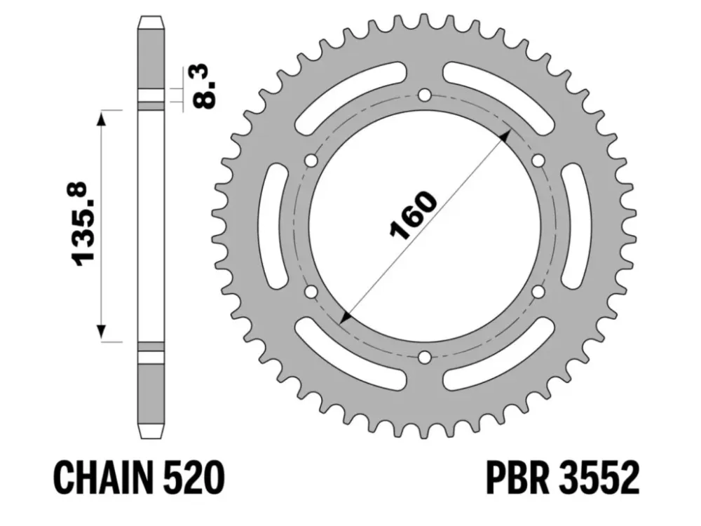 Kup Teď Rozeta ocelová PBR Sprockets pro Aprilia 125/650/ BETAMOTOR 240/350/ BMW 313/650/ FANTIC 200/403/ GILERA 125/500/ HUSQVARNA 650/701 mod. 520