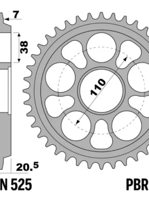Nejlepší Cena Rozeta ocelová temperovaná PBR Sprockets pro DUCATI Hypermotard/ Hyperstrada 821/939/1100 mod.525