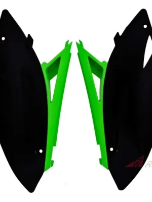 Sezónní Sleva boční číslové tabulky Kawasaki, RTECH (černo-zelené, pár)- 5A