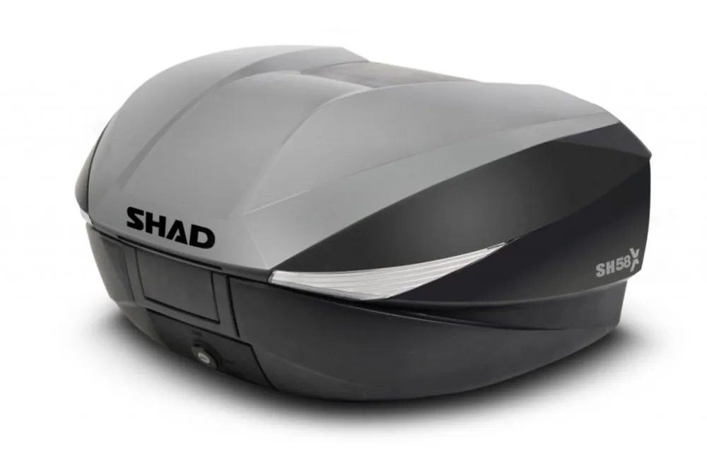 Must-Have Vrchní kufr na motorku s barevným krytem SHAD SH58X nový titan se zámkem PREMIUM