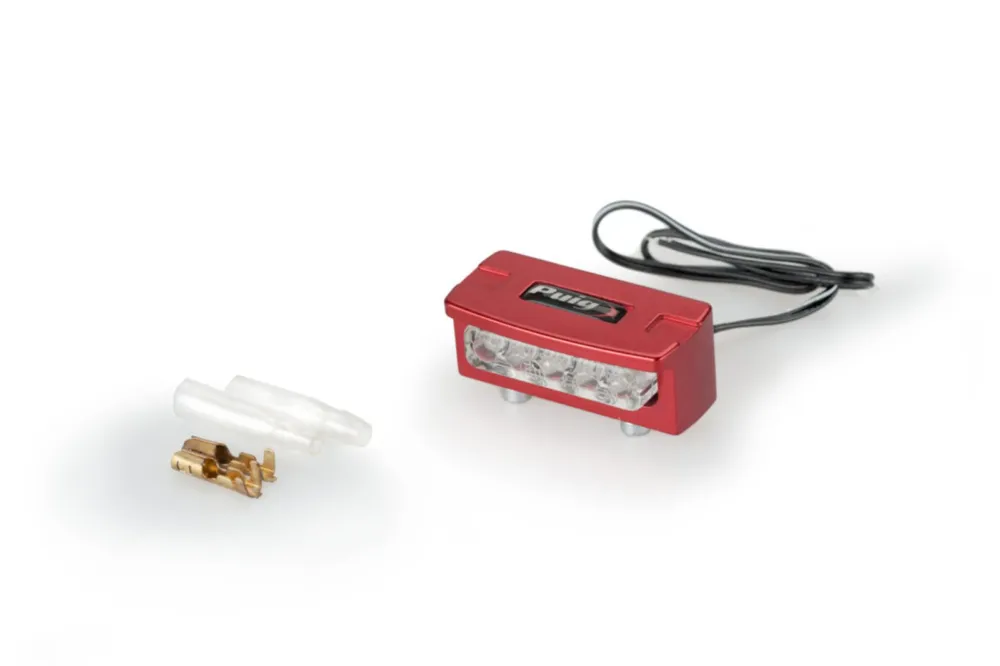Světlo na držák SPZ PUIG FLASH 4136R červená alu s LEDs Časově Omezené