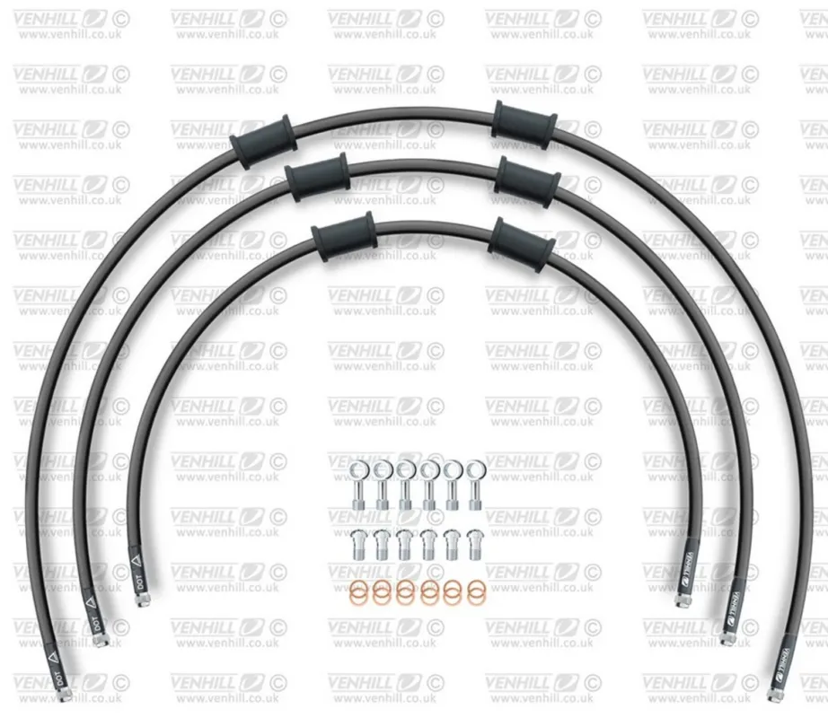 Časově Omezené STANDARD Hadice přední brzdy sada Venhill POWERHOSEPLUS SUZ-12001F-BK (3 hadice v sadě) černé hadice, chromové koncovky