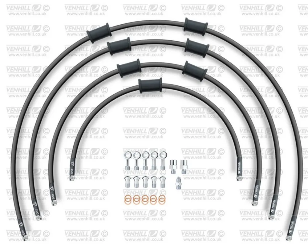 STANDARD Hadice přední brzdy sada Venhill POWERHOSEPLUS KAW-10026F-BK (4 hadice v sadě) černé hadice, chromové koncovky Cenově Výhodný
