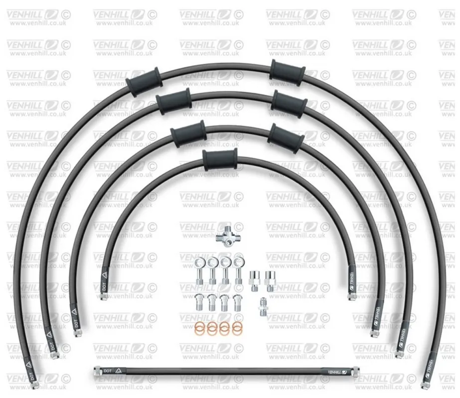 STANDARD Hadice přední brzdy sada Venhill POWERHOSEPLUS SUZ-4005F-BK (5hadic v sadě) černé hadice, chromové koncovky Tovární Cena
