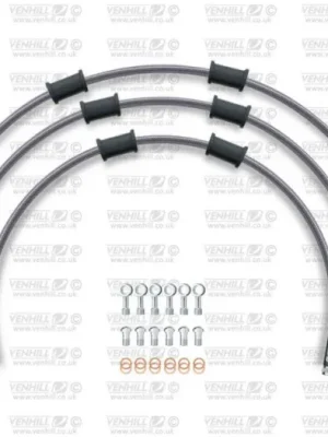 Akční Cena VENHILL sTANDARD Hadice přední brzdy sada Venhill POWERHOSEPLUS DUC-9004F (3 hadice v sadě) Průhledné hadice, chromové koncovky