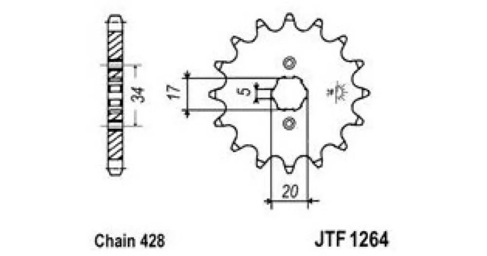 Ověřený JT ozubené kolečko JTF1264-15 přední 15 zubů, 428