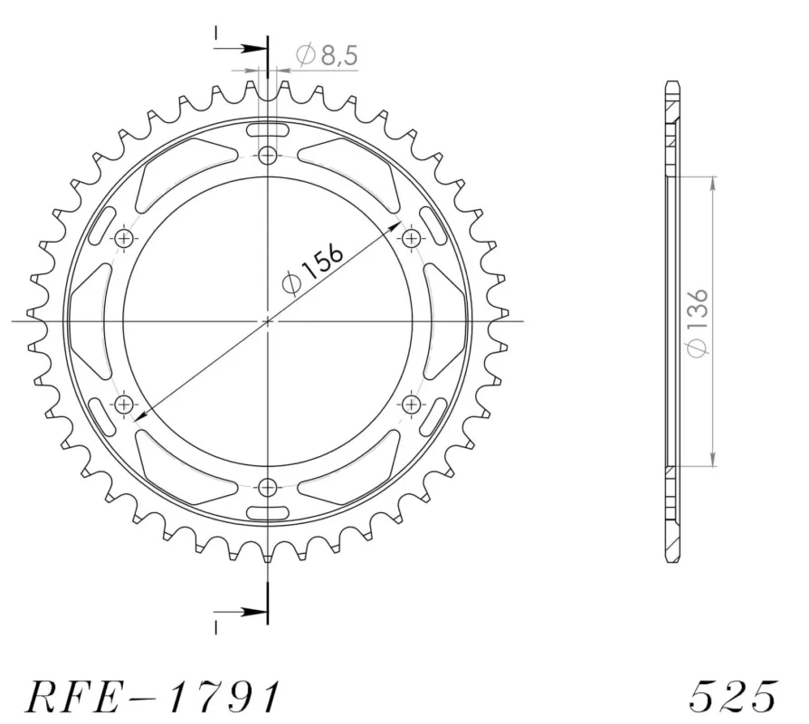 Ověřený Řetězová rozeta SUPERSPROX RFE-1791:44-BLK černý 44 zubů, 525