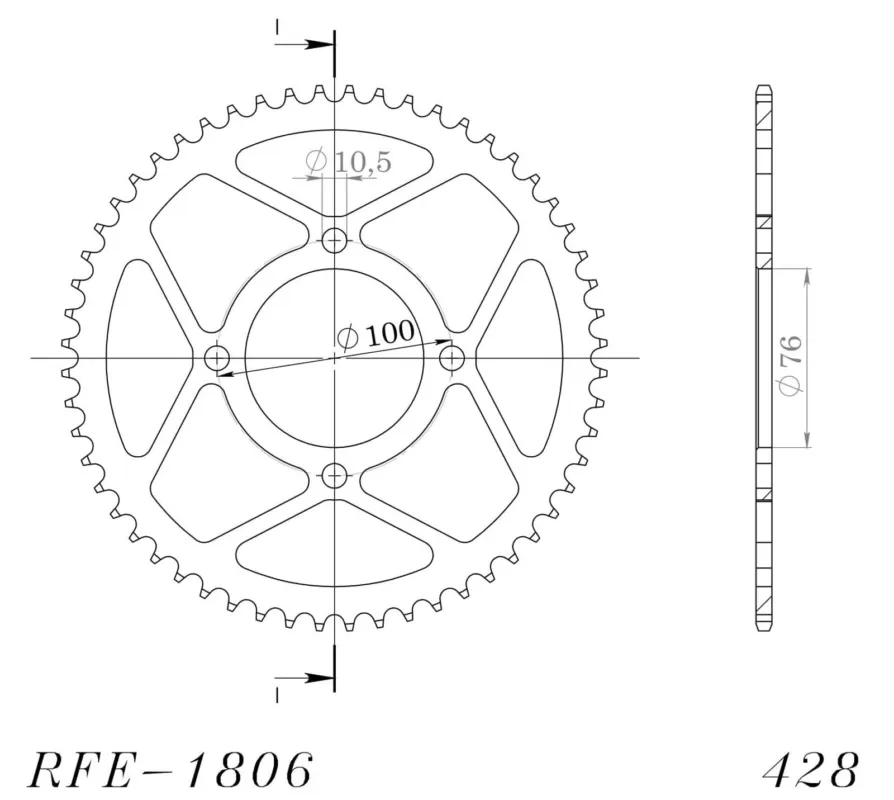 Zlevněný Řetězová rozeta SUPERSPROX RFE-1806:56-BLK černý 56 zubů, 428
