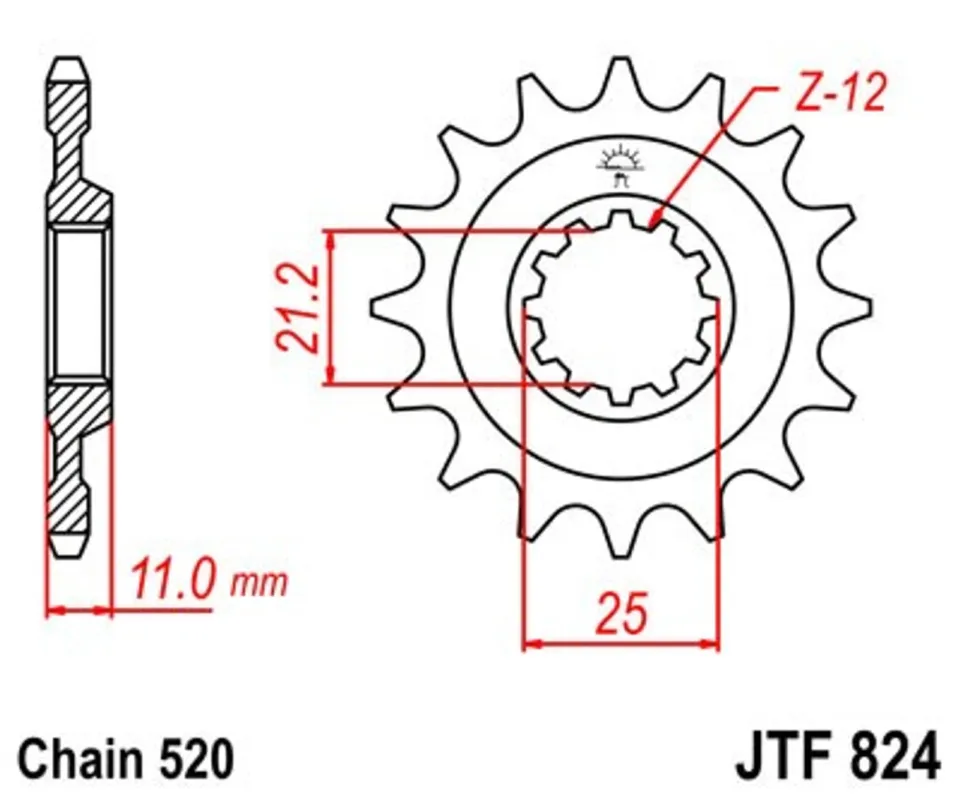 Novinka Řetězové kolečko JT JTF 824-16 16 zubů, 520