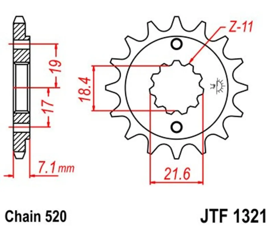 Sleva Řetězové kolečko JT JTF 1321-14 14 zubů, 520