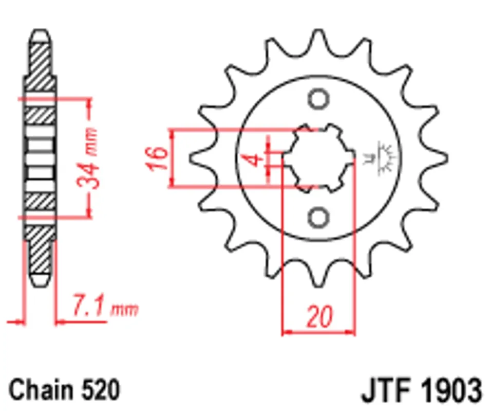 Řetězové kolečko JT JTF 1903-14 14 zubů, 520 Vysoce Kvalitní