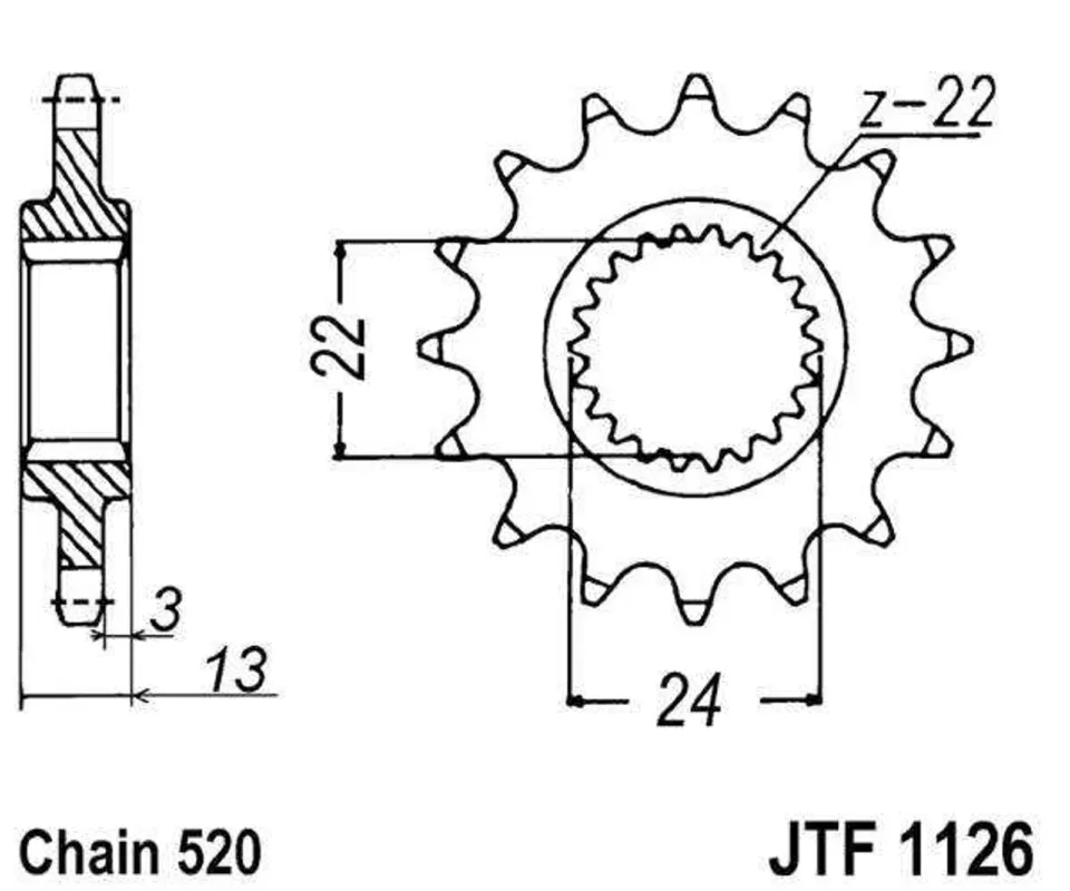Originální Řetězové kolečko JT JTF 1126-16 16 zubů, 520