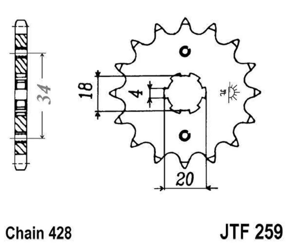 Omezená Nabídka Řetězové kolečko JT JTF 259-14 14 zubů, 428