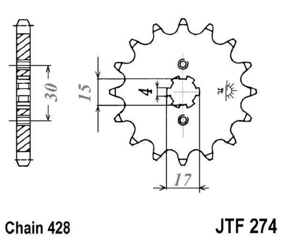 Řetězové kolečko JT JTF 274-15 15 zubů, 428 Vrácení Zdarma