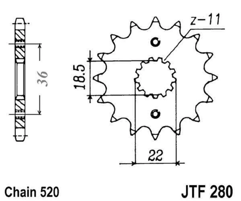Řetězové kolečko JT JTF 280-13 13 zubů, 520 Speciální Cena