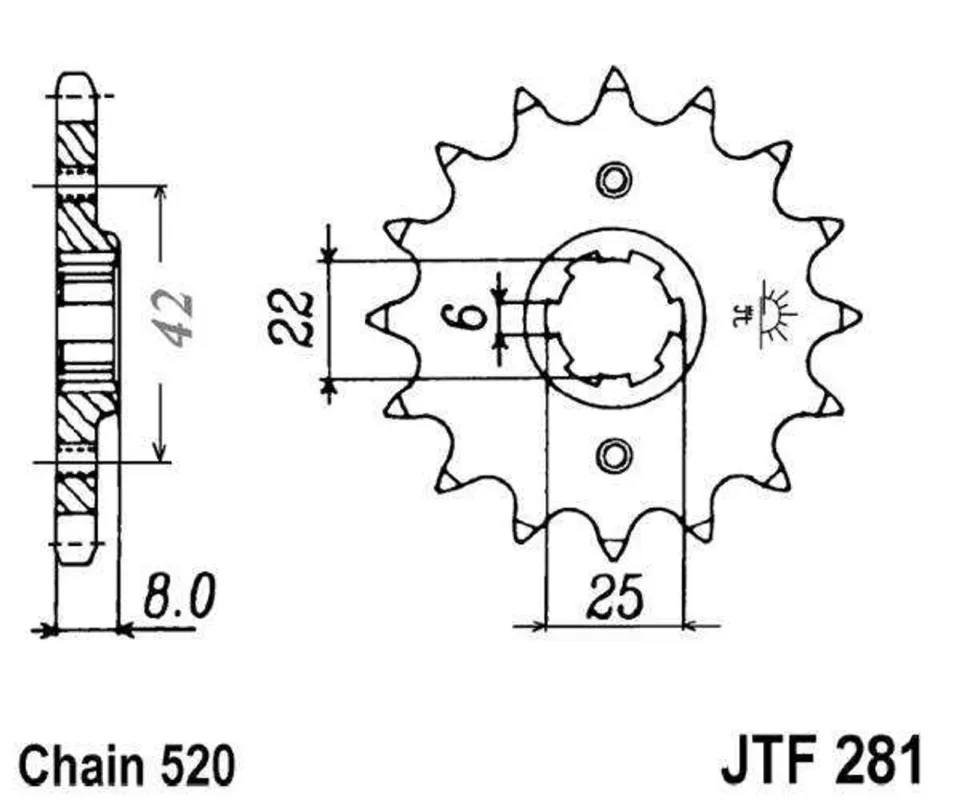 Řetězové kolečko JT JTF 281-14 14 zubů, 520 Nová Kolekce