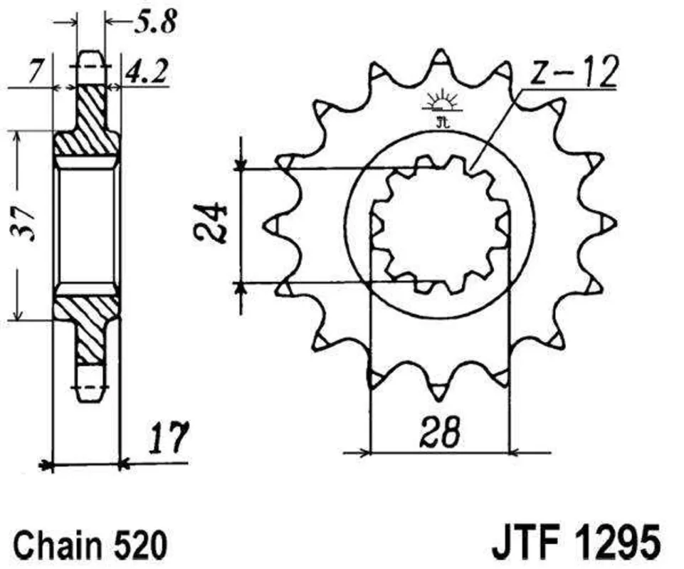 Jen Po Omezenou Doba Řetězové kolečko JT JTF 1295-14 14 zubů, 520