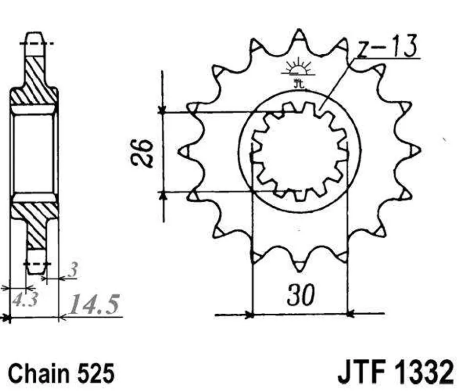 Řetězové kolečko JT JTF 1332-15RB 15 zubů, 525 Cenová Bomba