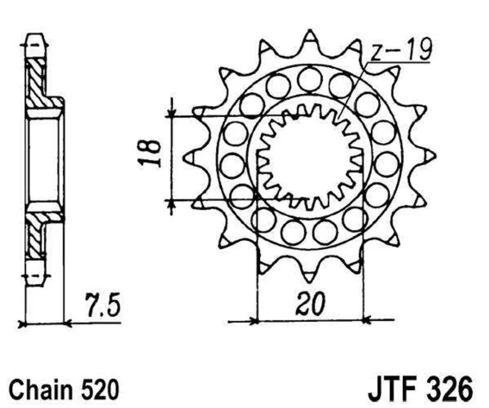 Speciální Cena Řetězové kolečko JT JTF 326-13 13 zubů, 520