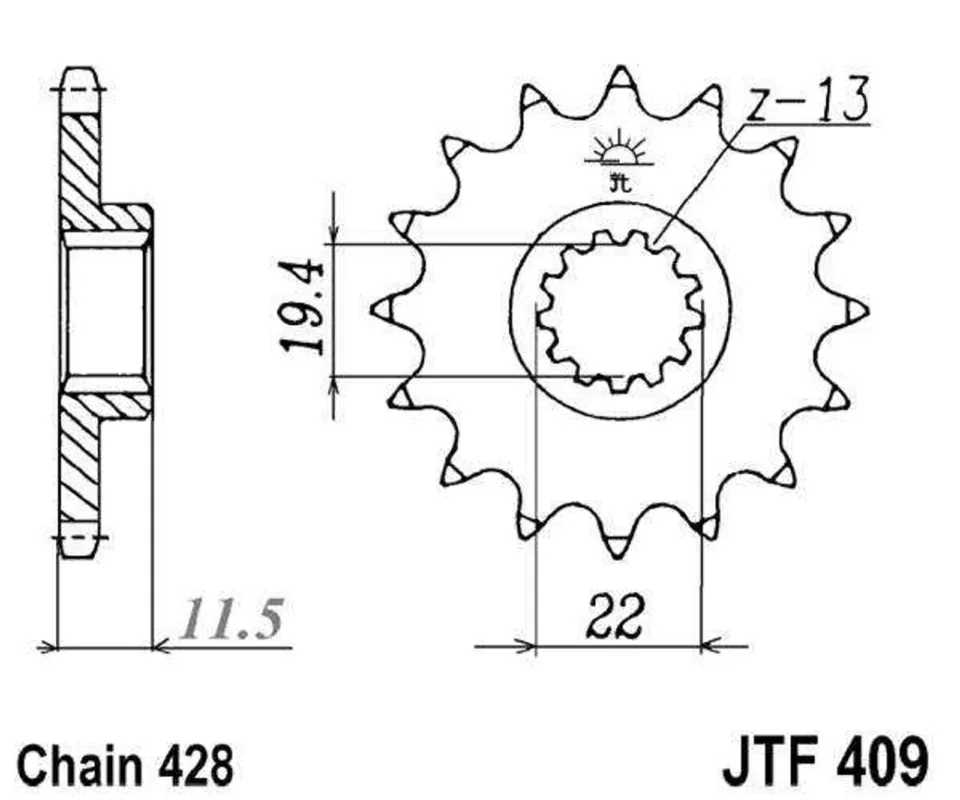 Řetězové kolečko JT JTF 409-16 16 zubů, 428 Nakupujte Hned