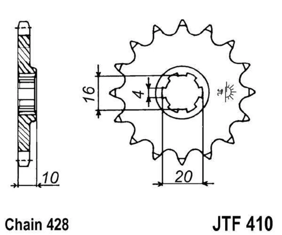 Dokud Zásoby Vydrží Řetězové kolečko JT JTF 410-14 14 zubů, 428