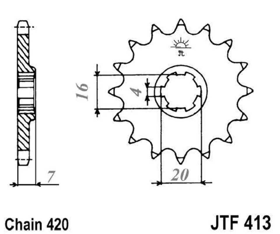 Řetězové kolečko JT JTF 413-12 12 zubů, 420 Rychlé Dodání