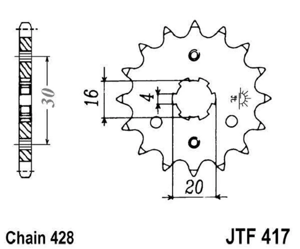 Rychlé Dodání Řetězové kolečko JT JTF 417-14 14 zubů, 428