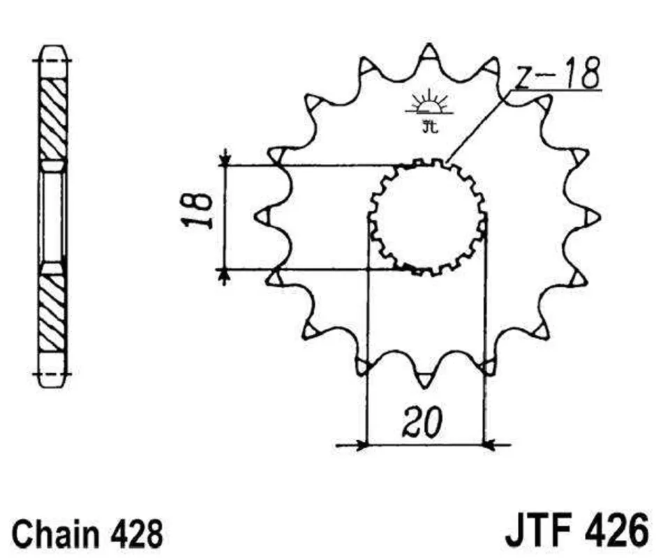 Rychlé Dodání Řetězové kolečko JT JTF 426-14 14 zubů, 428