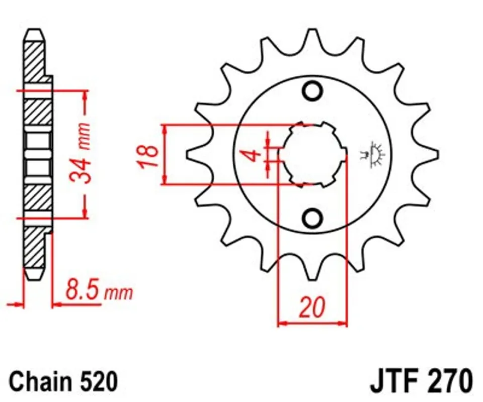 Výhodná Nabídka Řetězové kolečko JT JTF 270-12 12 zubů, 520
