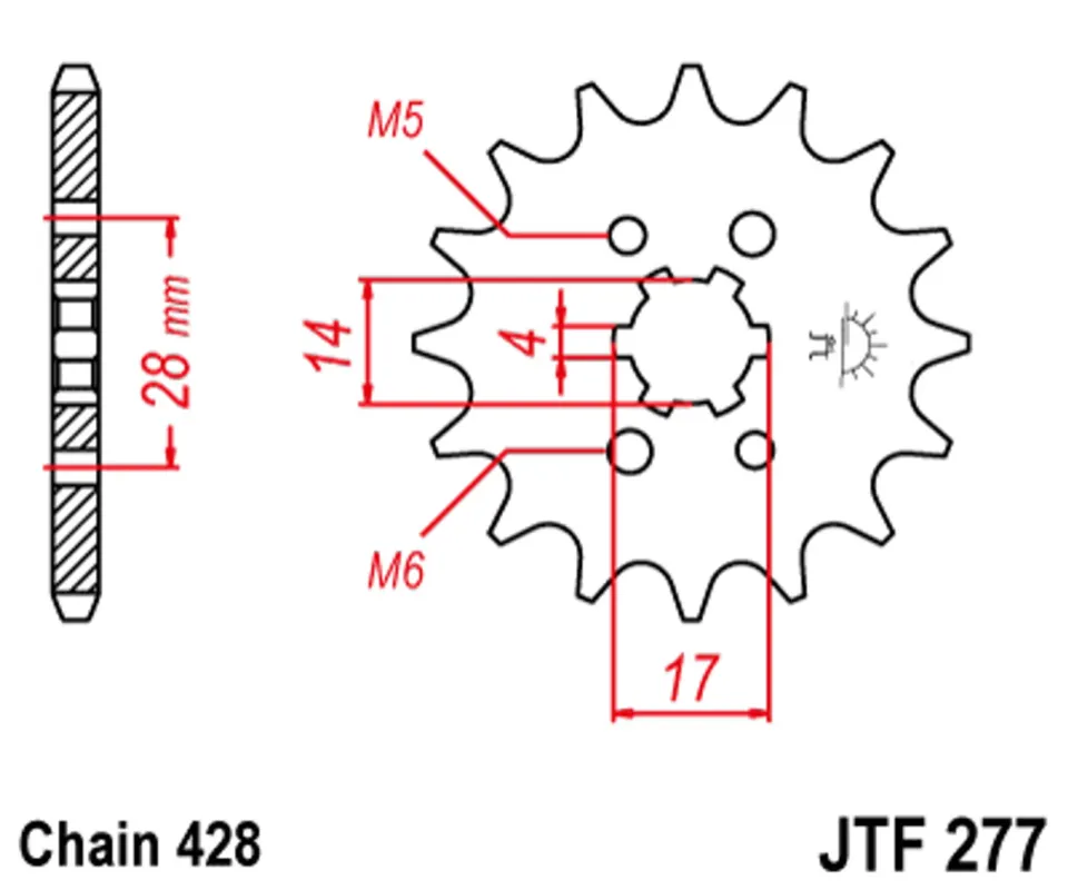 Cenová Bomba Řetězové kolečko JT JTF 277-14 14 zubů, 428