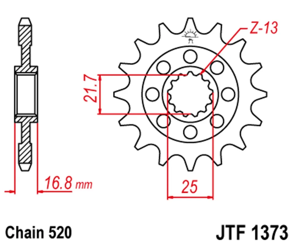 Řetězové kolečko JT JTF 1373-15 15 zubů, 520 Přímo Od Výrobce