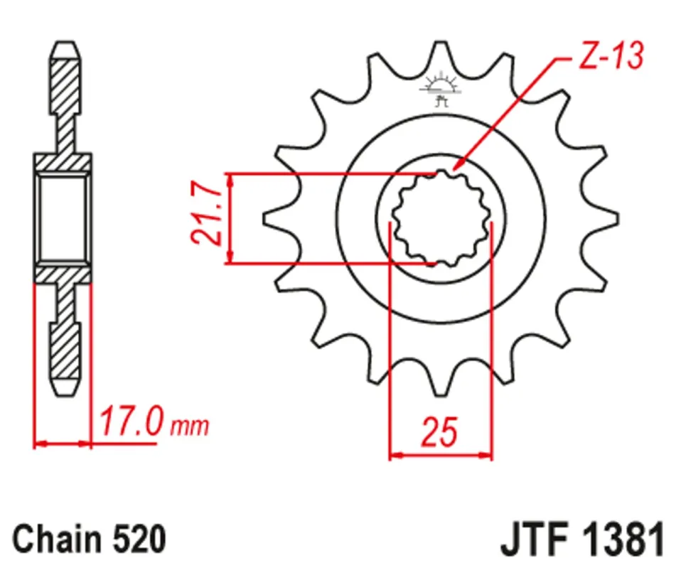 Řetězové kolečko JT JTF 1381-15 15 zubů, 520 Novinka