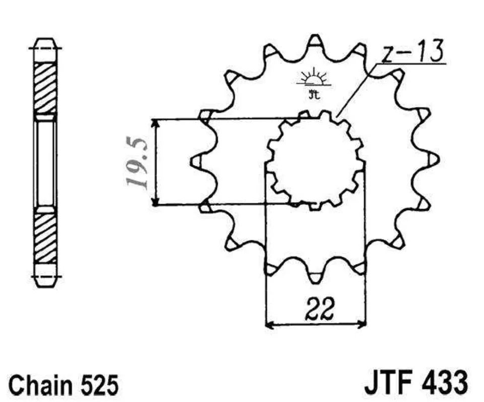 Aktuální Řetězové kolečko JT JTF 433-14 14 zubů, 525