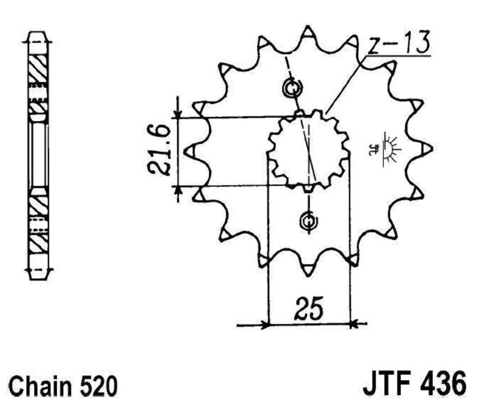 Řetězové kolečko JT JTF 436-14 14 zubů, 520 Originální
