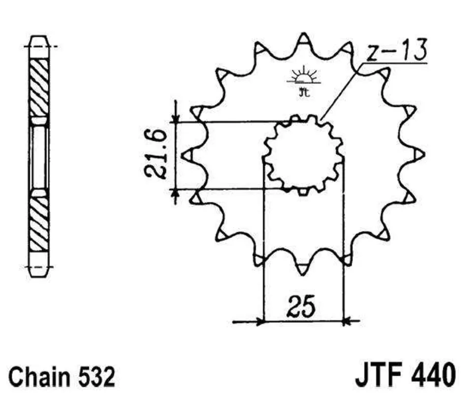 Řetězové kolečko JT JTF 440-14 14 zubů, 532 Nakupujte Hned