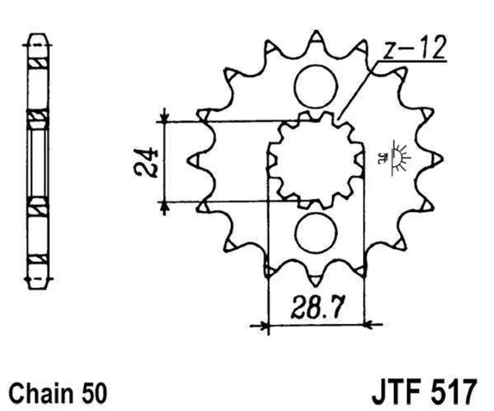 Ověřený Řetězové kolečko JT JTF 517-16 16 zubů, 530