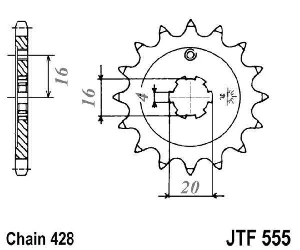 Značkový Řetězové kolečko JT JTF 555-14 14 zubů, 428