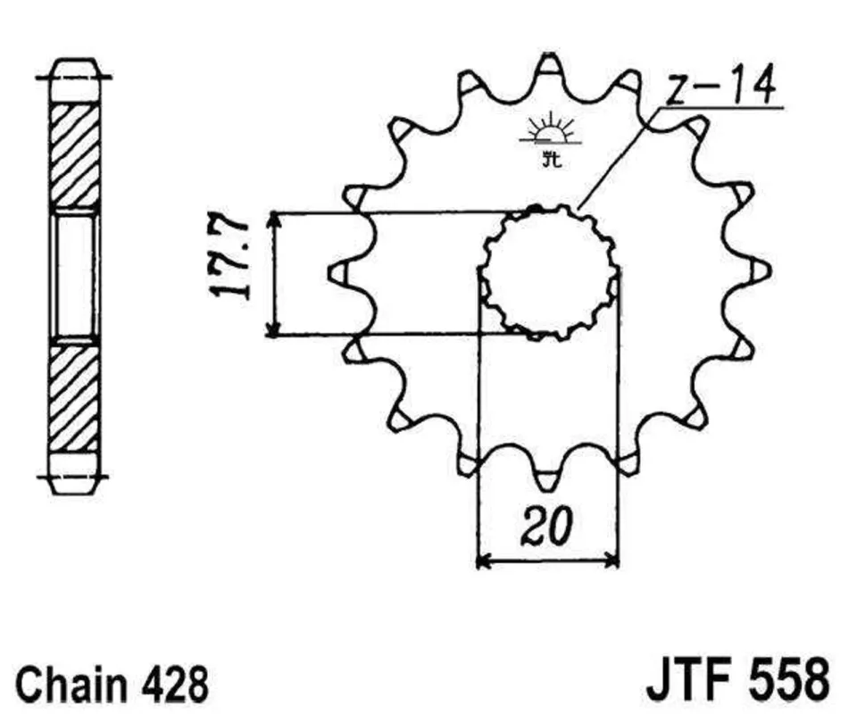Řetězové kolečko JT JTF 558-17 17 zubů, 428 Top Prodej