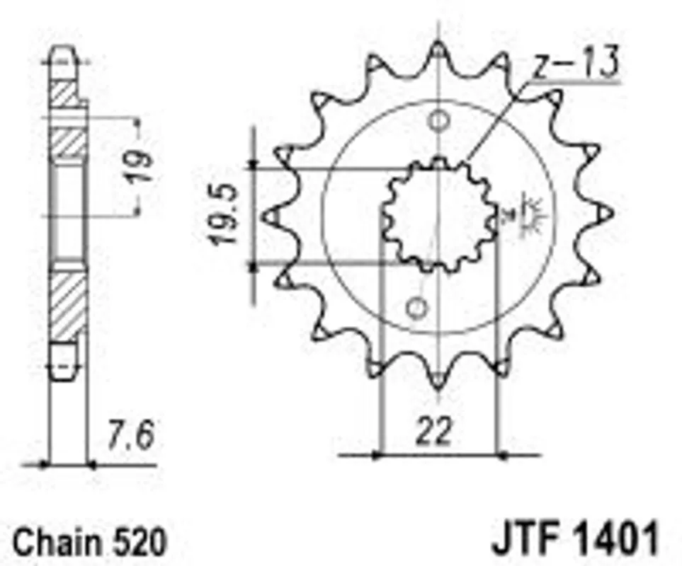 Super Cena Řetězové kolečko JT JTF 1401-14 14 zubů, 520